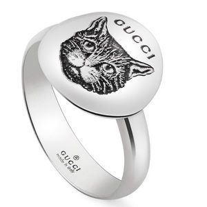 Authentic Gucci Blind for Love Silver Circle Cat Motif Ring!!